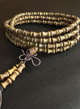 绿檀木竹节多圈步步高檀木佛珠盘珠隔片木制手串饰品檀木男女串珠