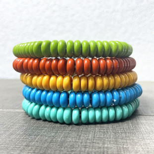 菱镁矿彩色隔片单圈手链算盘珠彩虹色手链手链diy饰品配件饰