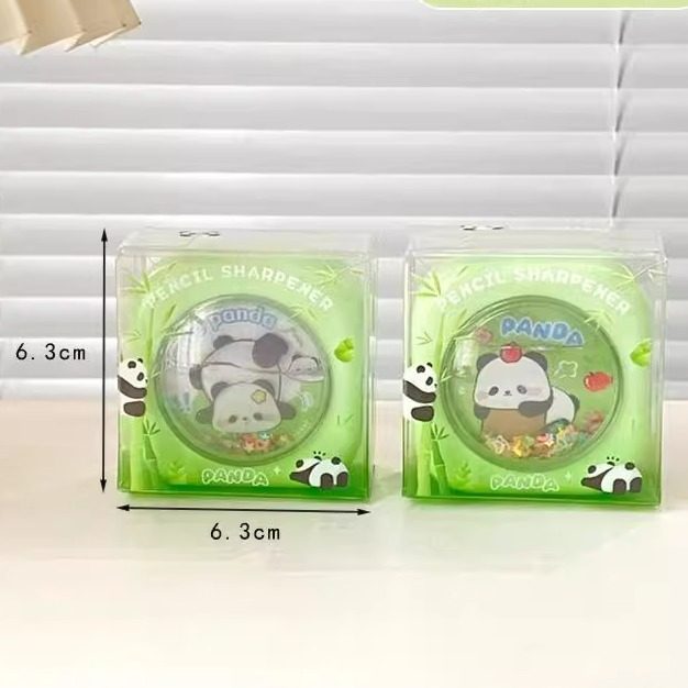 创意流沙卷笔刀可爱熊猫卷笔器卡通小学生高颜值便携式双孔削笔刀