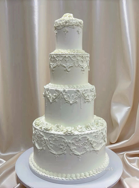 2026新款欧式多层复古裱花仿真蛋糕模型白色婚礼橱窗样品摄影道具