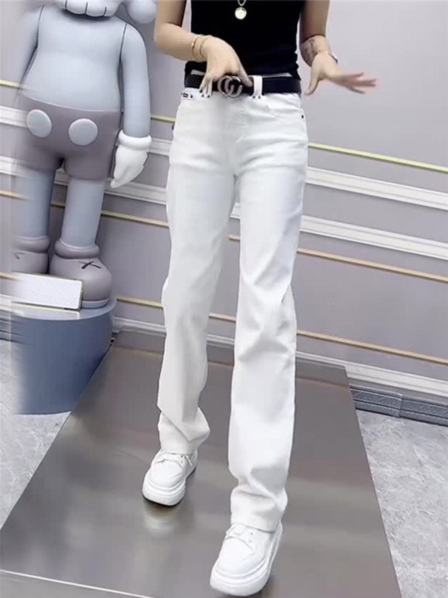 Slimming Plus Size White Jeans: High Waisted Curvy Fit - Taobao product photo 2