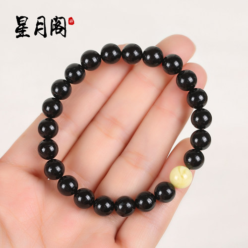 精品印尼老料黑金椰蒂圆桶珠手串