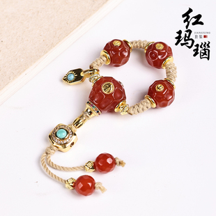 天然红玛瑙手串配件本命年佛珠菩提项链配饰套餐四件套108颗套装