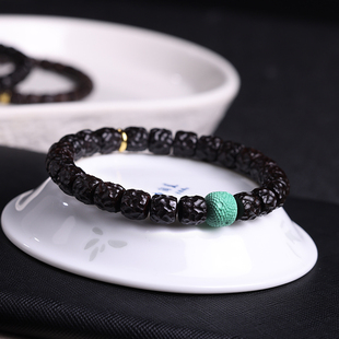 印尼原生态椰蒂手工雕刻陨石无相磐石乱山手串直切归圆男女佛珠