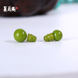 天然菩提根绿色佛头佛塔三通佛珠配饰配件搭配手链/颗