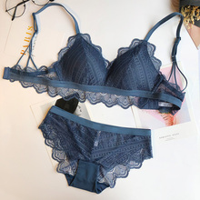 套装蕾丝内衣无钢圈三角杯舒适薄款文胸性感少女美背小胸bralette