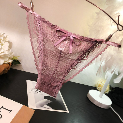 欧美无痕细带蕾丝内裤透明感中