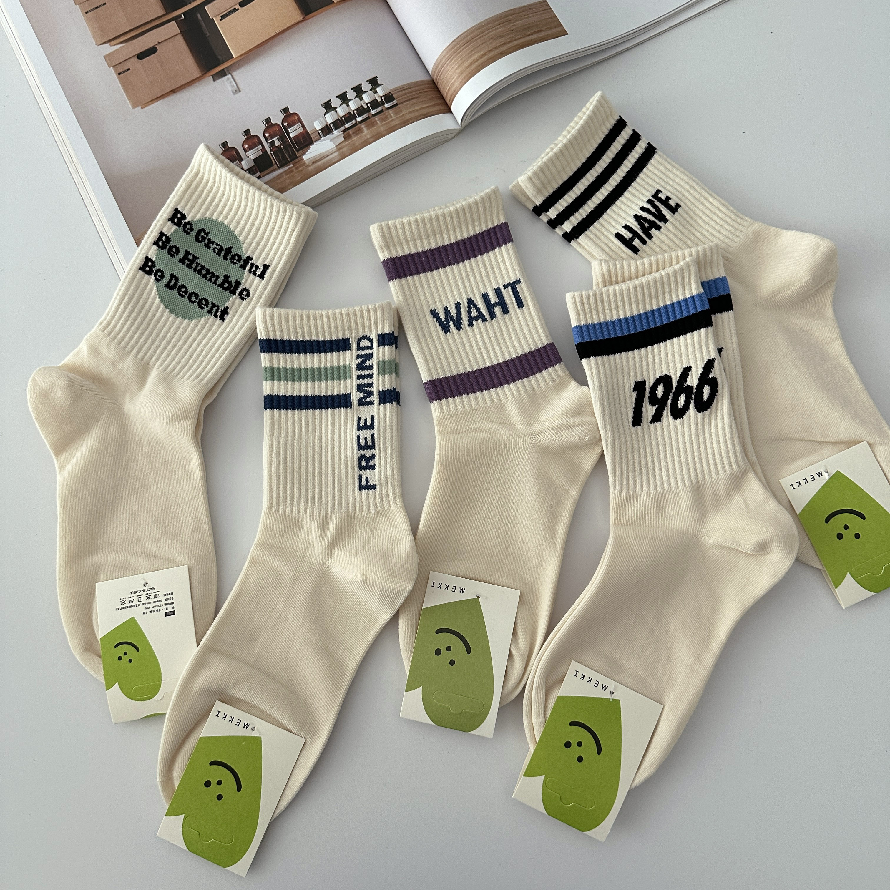 初品棉 批发纯棉袜子女ins潮学院风中筒袜春夏季运动袜高帮长袜