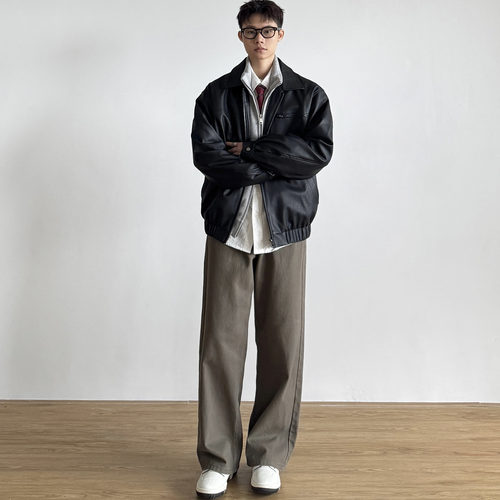秋冬美式复古pu皮衣外套男
