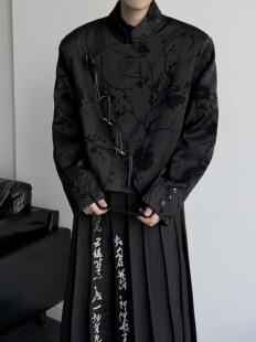 外套2024春男女休闲国风情侣西服 西装 暗黑新中式 复古立领垫肩短款