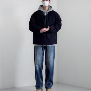 siiiend 冬季复古立领轻薄羽绒服百搭保暖慵懒感飘带外套男