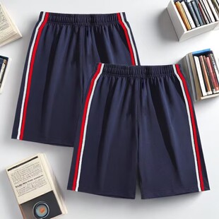夏儿童藏蓝色校服短裤 男女通用小学生棉料透气纯色宽松运动五分裤