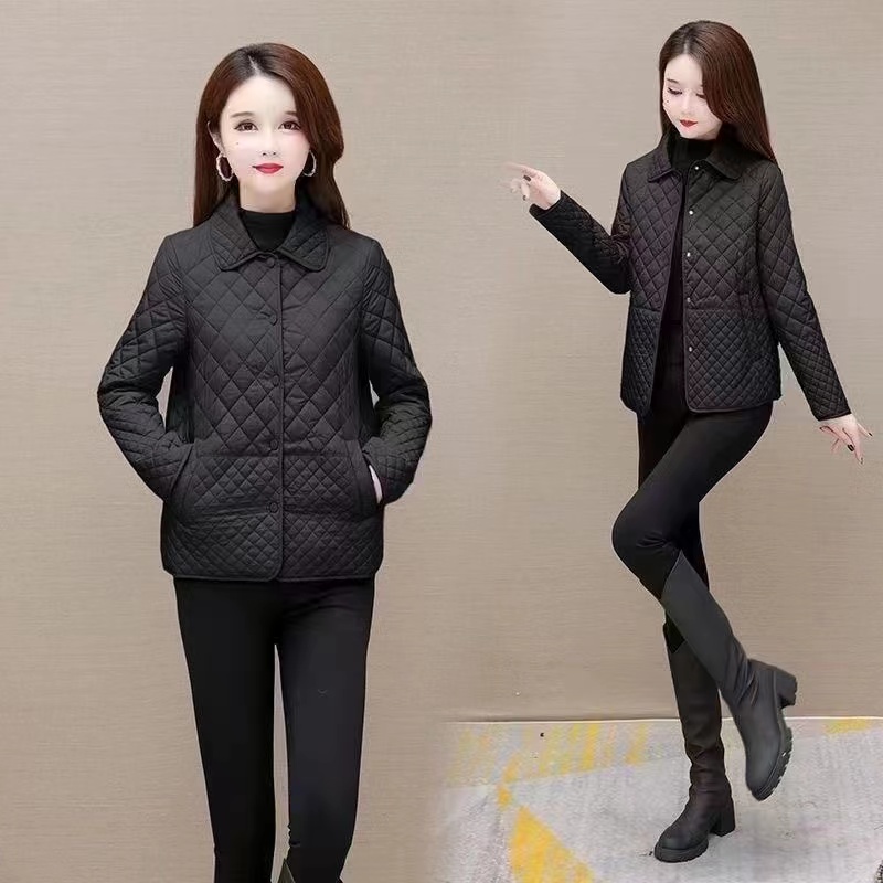 轻薄小棉袄羽绒棉服外套女式2023秋冬季新款妈妈装品牌短款夹棉衣