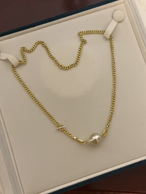 海水鎏金巴洛克项链小众设计师款高级感叠戴锁骨颈链潮