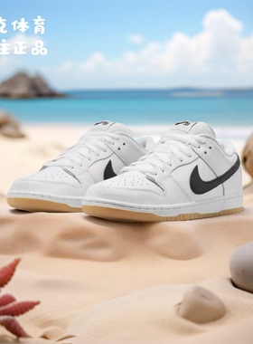 Nike耐克Dunk SB Low 生胶底 低帮休闲板鞋 白色/黑色 CD2563-101