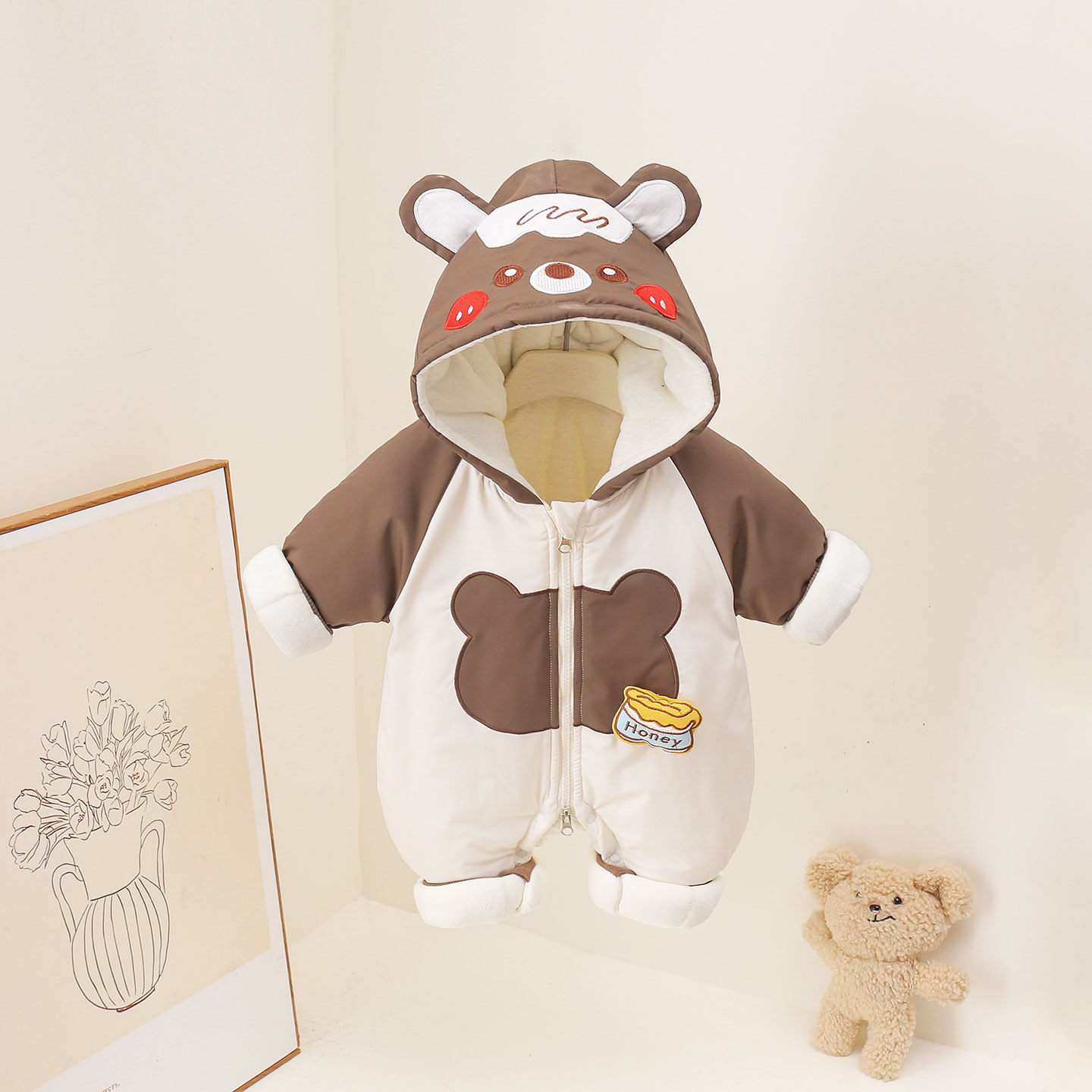 婴儿冬装连体衣加厚外出服