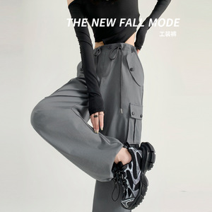 A088/p50伞兵裤美式工装裤休闲裤2023秋季女装街舞直筒拖地阔腿裤图片