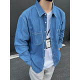 高品质100%纯棉牛仔长袖衬衫夹克2025秋冬老钱风休闲上衣C302/p65，男装衬衫，星座223-3（原星座201-3）