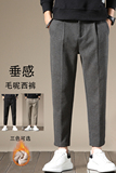 656R/p60常规50高端商务休闲裤2023冬季男加绒加厚磨毛呢西裤主推，男装休闲裤，星座223-3（原星座201-3）