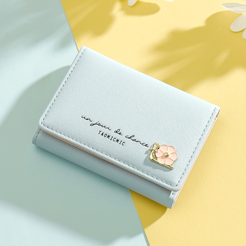元气夏日新款钱包女士短款小众设计唯美花朵学生钱夹零钱包证件包