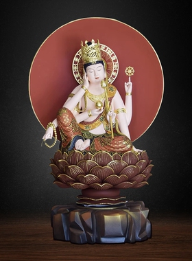 如意轮观音菩萨木雕佛像玄关供奉