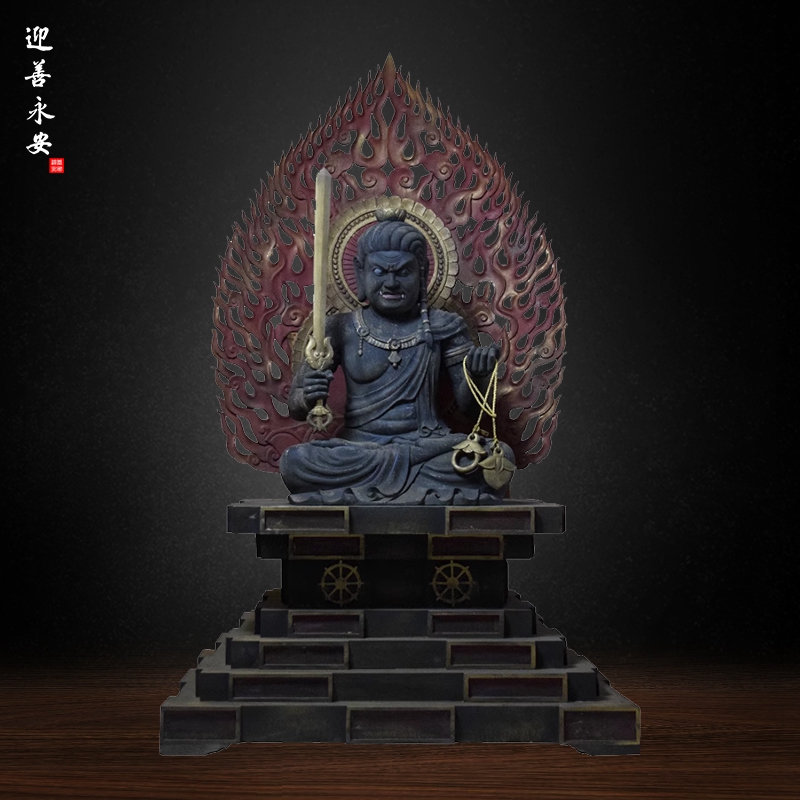 日本不动明王木雕佛像厂定制仿古