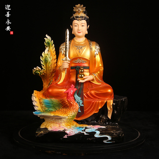 新款九天玄女神像香樟木彩绘佛像踏凤玄母天尊圣母娘娘家用供摆件