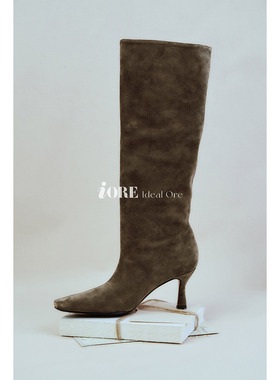 IORE理想矿石设计师原创 利落气质 几何挺立筒型方头及膝靴长靴