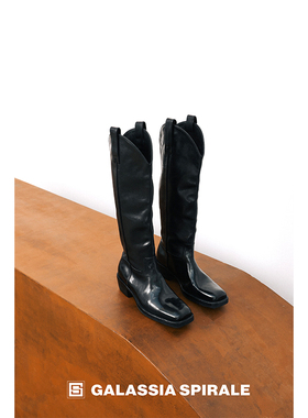 GLAS设计师原创冬季新款 工匠系列水洗马皮率性方头及膝靴长靴