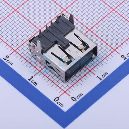 USB连接器 901-242A2021D10100 插件 外扣直脚无边内弹铜壳T型LCP