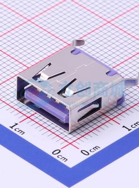 USB连接器 916-162A1172Y10210 插件 大电流弯脚无边铜壳PBT紫色/