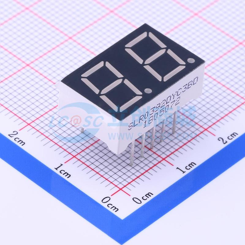 LED数码管 SLR0392DYC3BD 插件 2位 黄色 共阴极 电子元器件配单