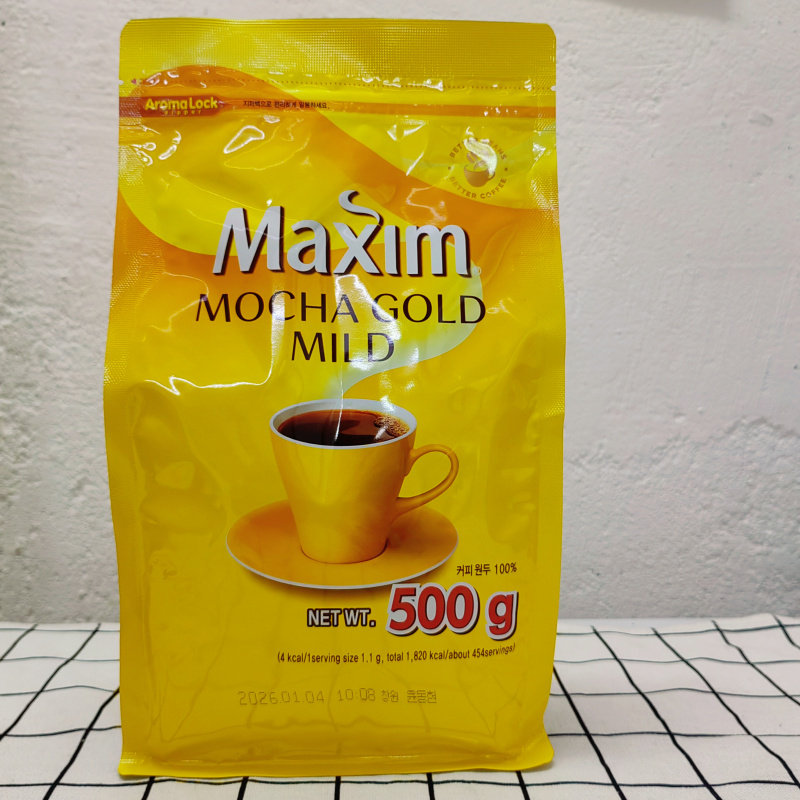 韩国进口速溶咖啡原味摩卡味黑咖啡粉500g袋装咖啡
