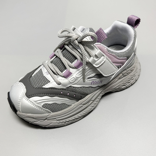 福得隆女童鞋子双网透气运动鞋中大童魔术贴休闲鞋学生老爹鞋潮