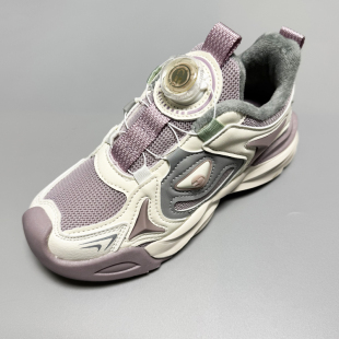 比迪童鞋女童棉鞋儿童二棉加绒运动鞋学生皮面防水防滑跑步鞋