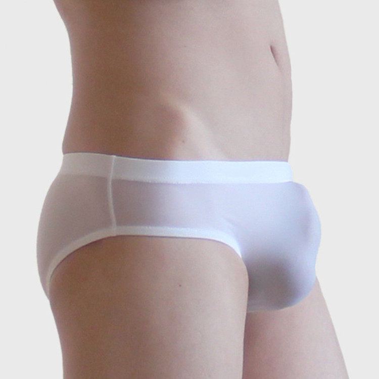 超细腻丝滑纯色冰丝三角内裤男半透明性感锦纶丝弹力紧身激凸内裤