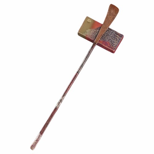 复古鎏银烧色茶拨紫铜茶道小茶勺