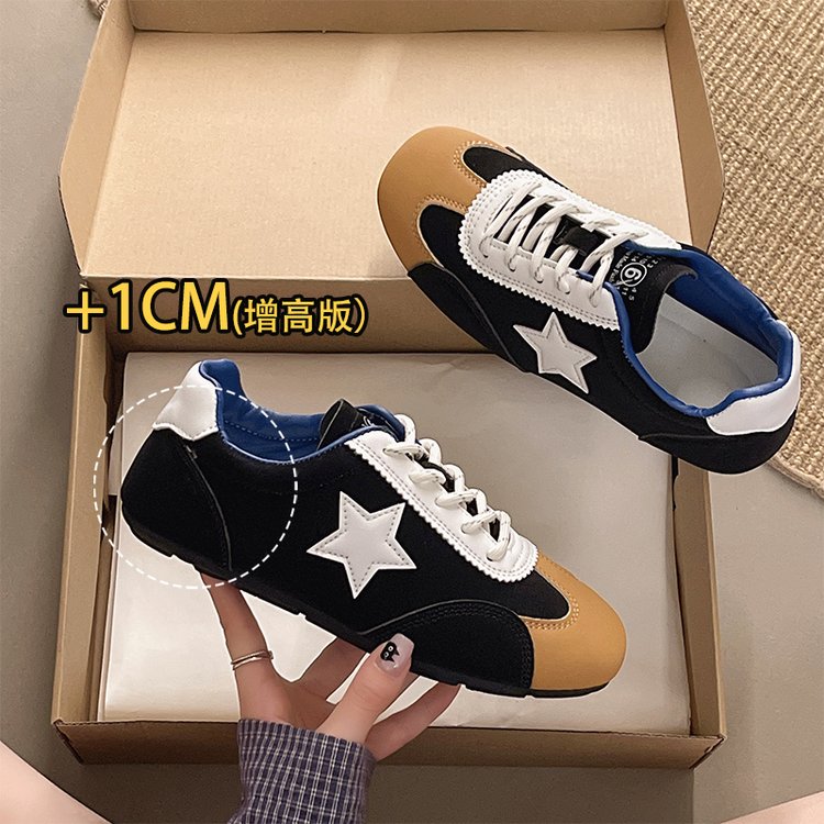 五角星拼色德训鞋女春秋复古平底阿甘鞋休闲透气百搭运动慢跑板鞋