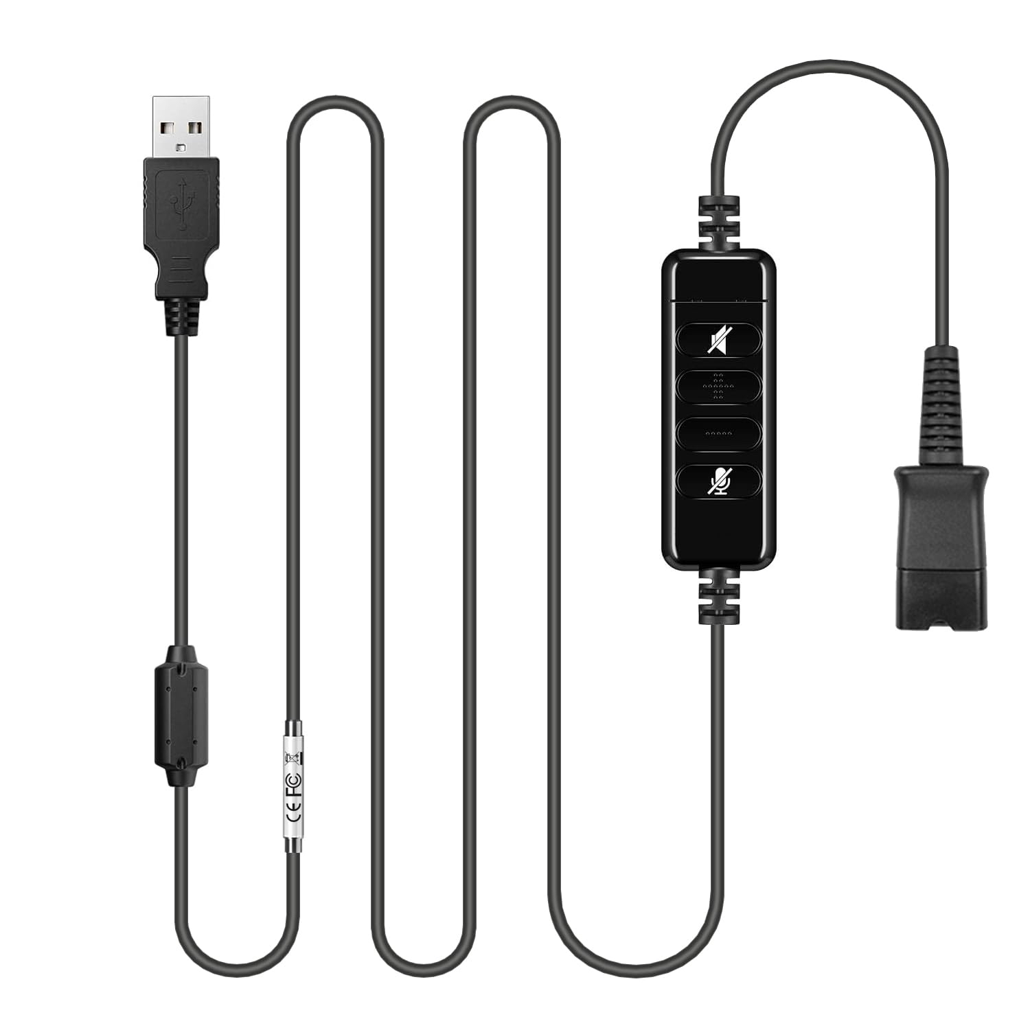 QD带有线控音量静音控制用于计算机 笔记本电脑 Mac VOIP 软电话