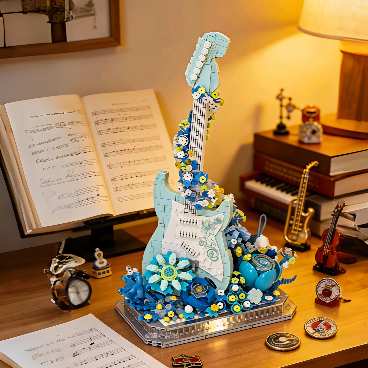 贝乐迪花海乐器尤克里里拼装积木永生花电吉他拼图送女生生日礼物