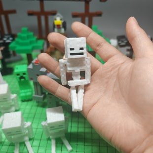 我的世界烦人村民玩偶boss骷髅3D模型拼装积木玩具周边手办摆件
