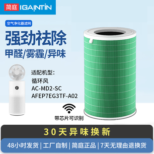 简庭适配小米米家循环风空气净化器滤芯AC-MD2-SC净化机滤网风扇