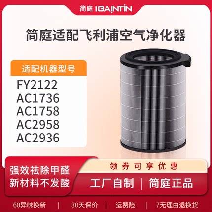 适配飞利浦空气净化器FY2122滤芯AC1736/1758/2936/2958过滤网