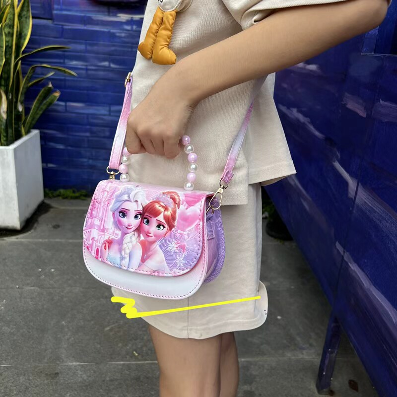 2025新款冰雪奇缘儿童包包可爱卡通渐变女童斜挎包珍珠手提包百搭