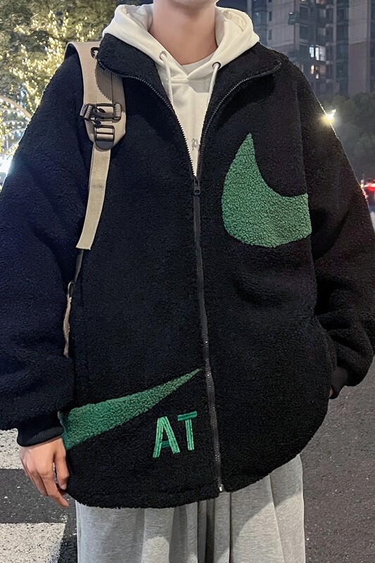 刺绣羊羔绒外套男宽松棉衣羊羔毛棉服310B-2-C05-P125控158,男装棉衣,电商A113-2