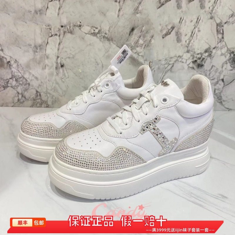 香港代购iijin艾今正品超轻时尚烫钻水钻内增高9cm厚底女休闲板鞋