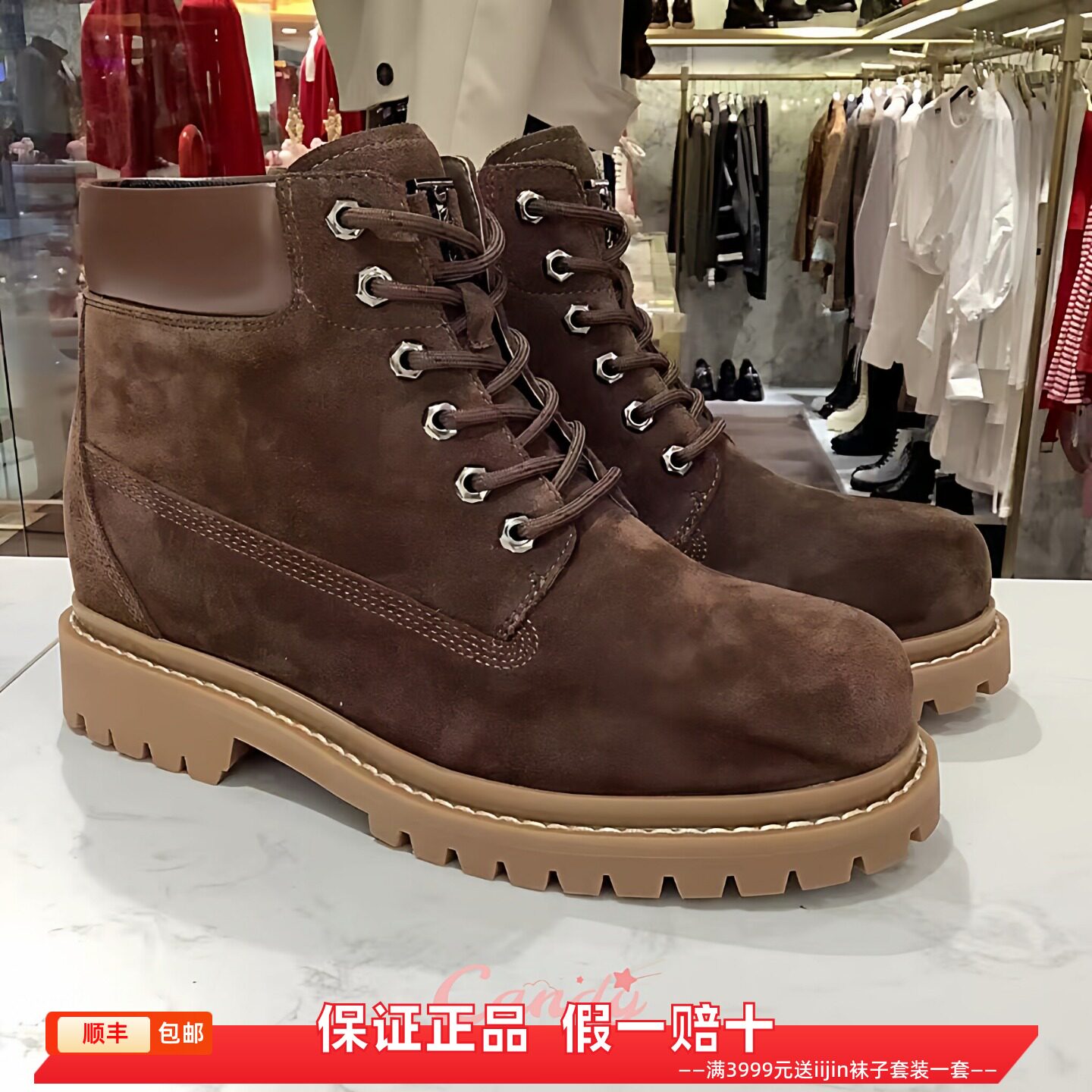 香港代购iijin艾今正品复古内增高8cm厚底大码工装户外马丁靴男女