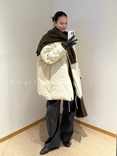 Smart rabbit ｜立领帽子极简大廓型加厚保暖宽松90白鸭绒羽绒服