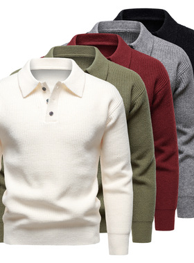 25秋冬季新款男士英伦亨利翻领男士毛衣男式针织衫1812-M53-P60