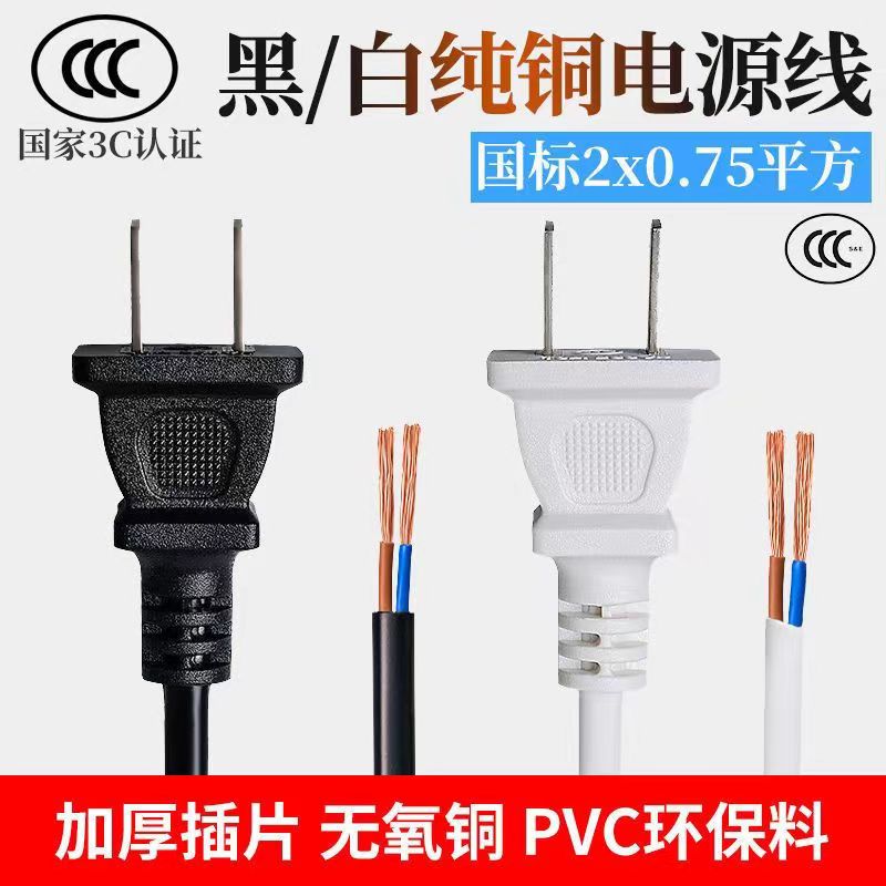 国标电源线2芯带插头软线